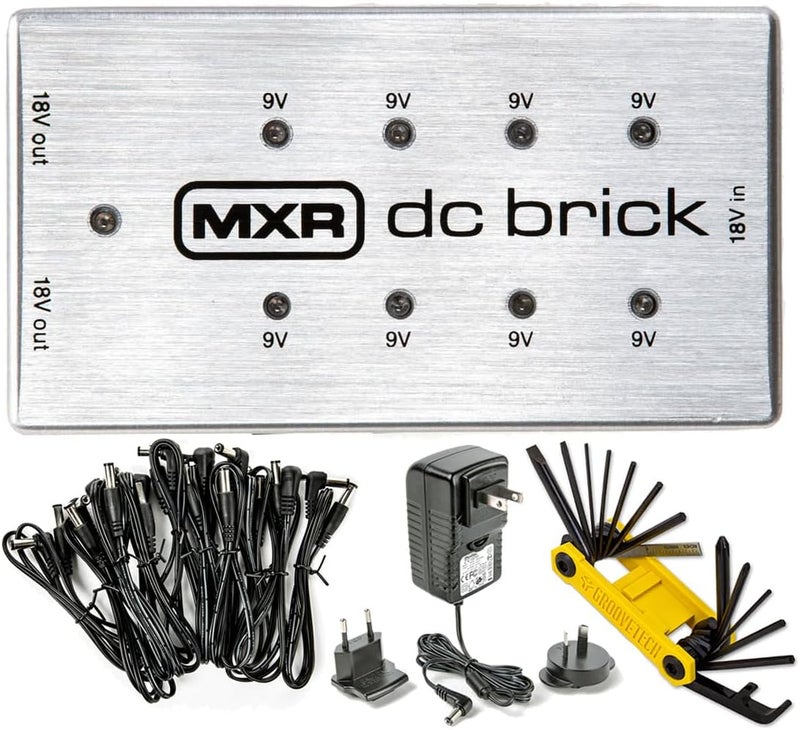 Tonebird MXR M237 DC Brick Effects Pedal Power Supply 9Vx8 and 18Vx2 Outputs ECB009 Power Adapter, Barrel Cables, Groovetech Guitar Multi-Tool, Bundle - Image 1